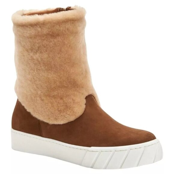 NEW! Aquatalia Designer Nelle Suede Shearling Fur Boots - Picture 1 of 13